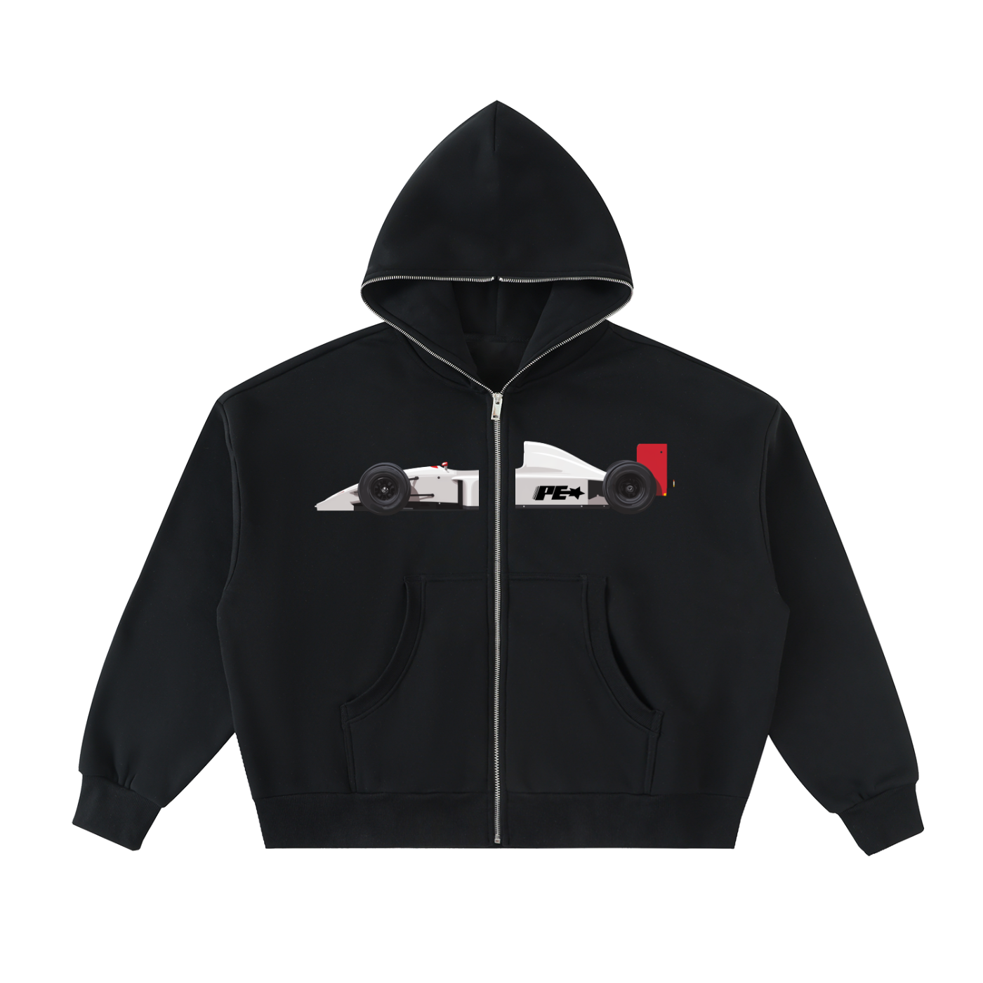 Fleeced Full-Zip Boxy Hoodie